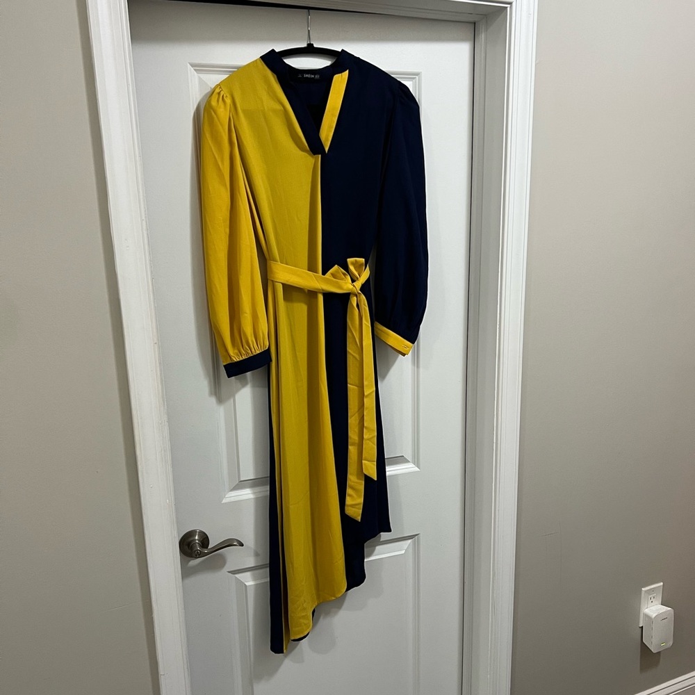 SHEIN Dress Long Sleeve - Blue/Gold